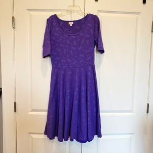 LulaRoe L Nicole, purple unicorn jacquard pattern